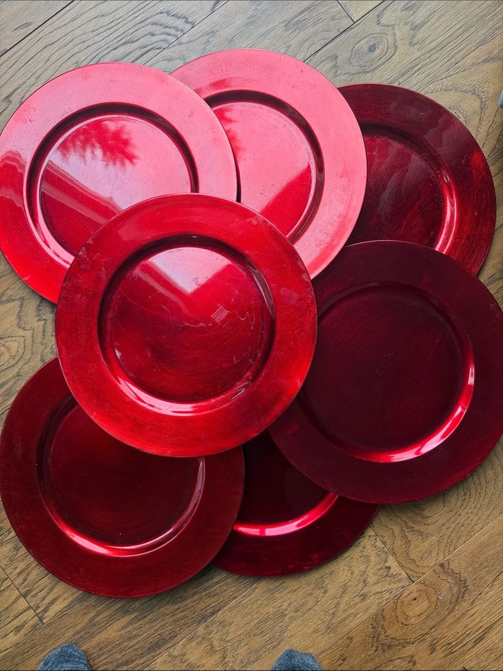 Lot of 7 Red Decorative Charger Plate - Elegant Home Dining Accent